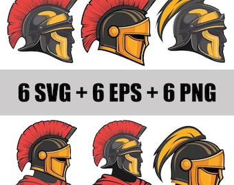 Legionary Helmet Vector Set: Roman Gladiator SVG, EPS, PNG (Digital Download)