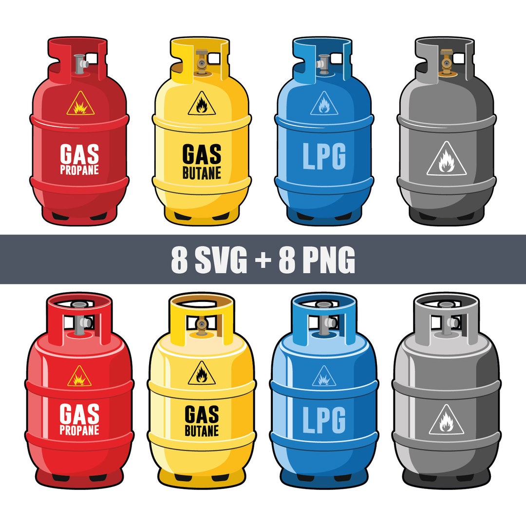 Vector SVG Gas Cylinders, Propane Cylinders, Butane Cylinders, Gas Industry, Liquefied Gas Tanks
