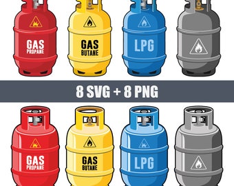 vector SVG gas cylinders, propane cylinders, butane cylinders, gas industry, liquefied gas tanks, gas delivery, gas service, explosive