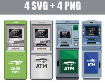 vector ATM in SVG format, cash dispensing, business and finance, banking system, collection service, electronic terminal, currency change
