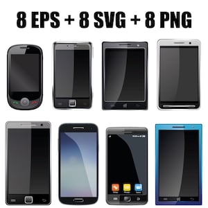 vector digital set of smartphones in SVG, EPS and PNG format, mobile vector phones svg, vector tablets eps, vector gadgets svg, technologies