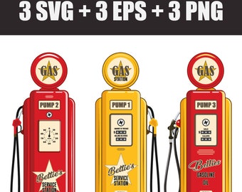 Vector retro gas station in SVG, EPS, PNG formats, petrol pump, gasoline, diesel, gas, fuel equipment clip art. Gas pump, sensor, tank, pump