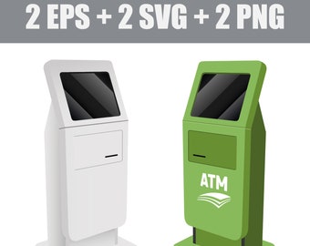 vector ATM in EPS, SVG and png formats, cash dispensing, business and finance, banking system, collection service, electronic terminal