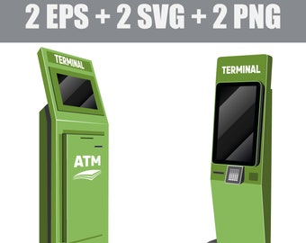 vector ATM in SVG format, cash dispensing, business and finance, banking system, collection service, electronic terminal, currency change