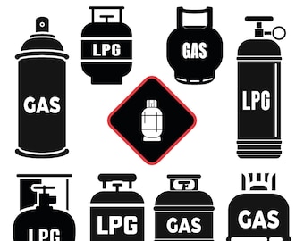 Gas Cylinder Icons: Vector EPS, SVG, PNG Formats
