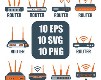 Wi-Fi Router Icon Set: Vector Graphics (SVG, EPS, PNG) Digital Download