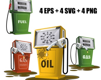 Vector retro gas station in SVG format, petrol pump, gasoline, diesel, gas, fuel equipment clip art. Gas pump, sensor, tank, pump, gas price