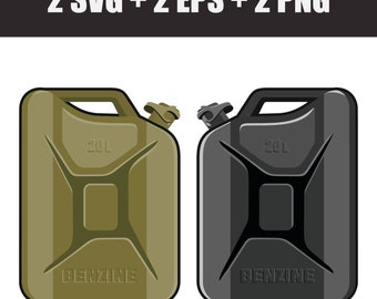 Set of vector canisters for gasoline in EPS, SVG, PNG formats, fuel container, gasoline container, gas station, iron canister for gasoline
