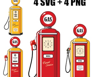 Vector retro gas station in SVG format, petrol pump, gasoline, diesel, gas, fuel equipment clip art. Gas pump, sensor, tank, pump