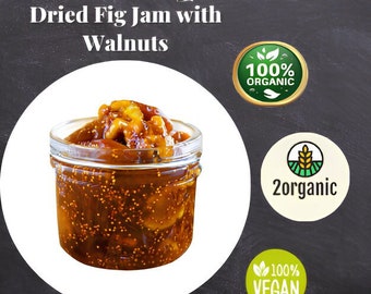 Organic Dried Fig Jam, Homemade Pure Dried Fig Jam, Walnut and Fig Mix Jam, Fig and Jam, Dry fig, Organic Jam, Fig Jelly Marmalade FREE SHIP