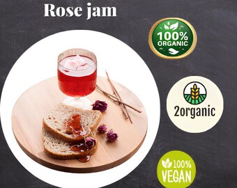 Rose jam, Organic Jams, Organic Marmalade, Natural Rose Jam, Delicious Jams, Homemade Pure Rose Jam, Traditional and Gourmet Flavor Rose Jam