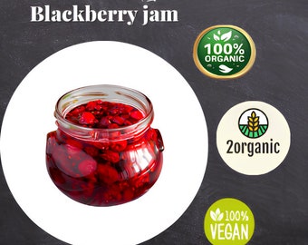 Organic Blackberry Jam, Homemade Pure Blackberry Jam, Authentic Foods, Traditional and Gourmet Flavor Blackberry Jam, Jam lovers, Gift jams