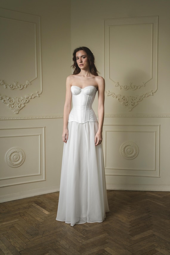 white bachelorette dress plus size Minimalist bridal separates, wedding corset, custom corset top, elegant outfit Size:C70 Blue Wedding Dresses: 27 beyond the dress Eyelet dress this elegant bachelorette outfit