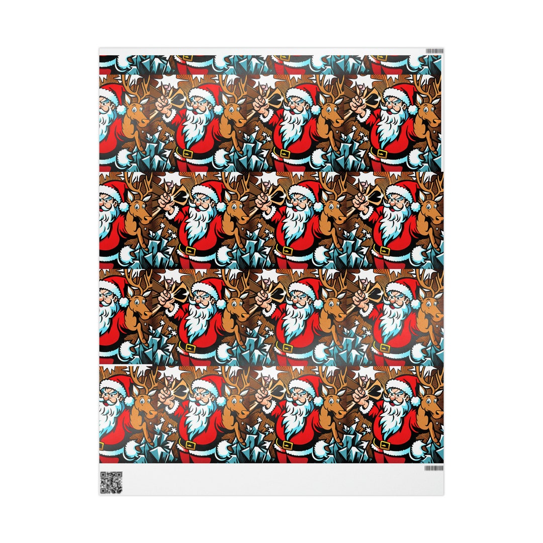 Custom Comic Santa Wrapping Paper Etsy
