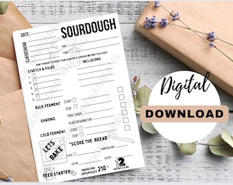 Sourdough Baking Checklist, sourdough digital download, Sourdough printable