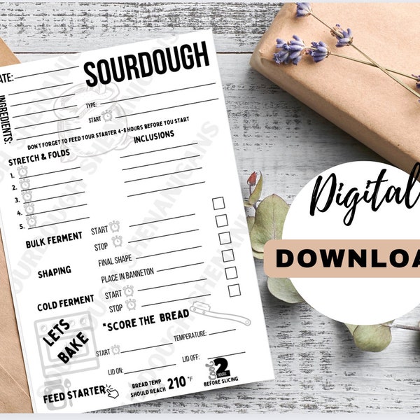 Sourdough Baking Checklist, sourdough digital download, Sourdough printable