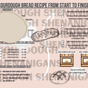 Sourdough Artisan Bread Baking Recipe Start to Finish digital download Bread Guide
