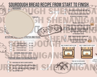 Sourdough Artisan Bread Baking Recipe Start to Finish digital download Bread Guide