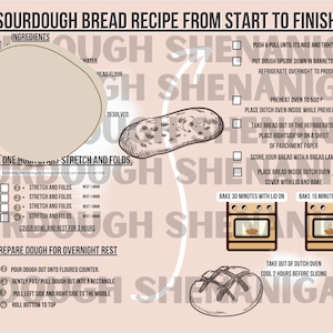 Sourdough Artisan Bread Baking Recipe Start to Finish digital download Bread Guide