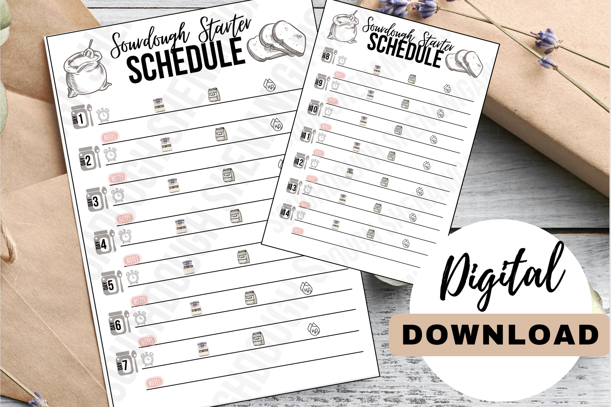 Sourdough Baking Starter Schedule Checklist Sourdough Digital Download