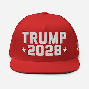 Trump 2028 Hat, 3D Puff Embroidery – Flat Bill, Snapback