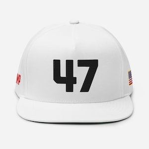 47 Trump MAGA Hat – 3D Puff Stickerei Flat Bill Cap – Schlicht, sauber, gewinnt.