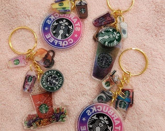 Starbucks Multi Charm Bright Colored Gold Keychains