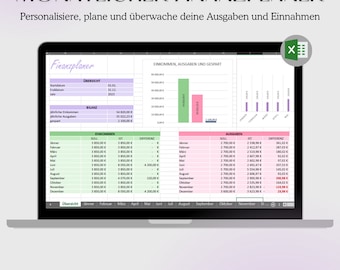 May include: A screenshot of a computer screen showing a spreadsheet program with a monthly financial planner. The spreadsheet is divided into sections for income, expenses, and savings. The spreadsheet includes a chart showing income and expenses over time.