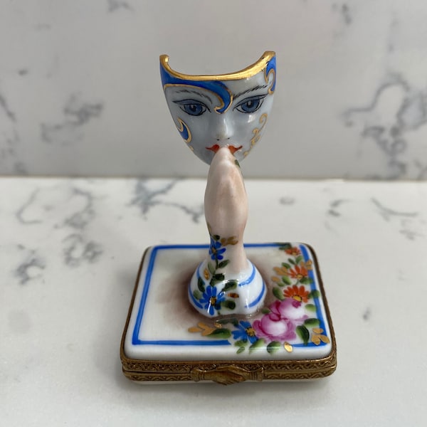 Vintage Rare Ballroom Whimsical Mask Limoges Box Peint Main