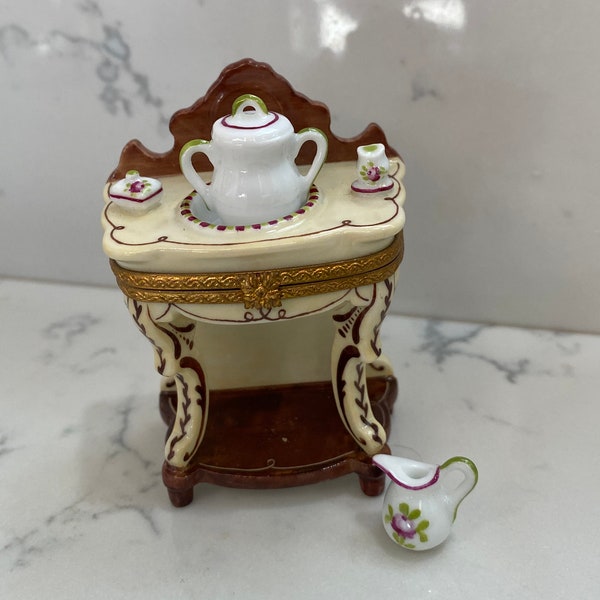 Vintage Rare Washstand with Trinkets Limoges Box