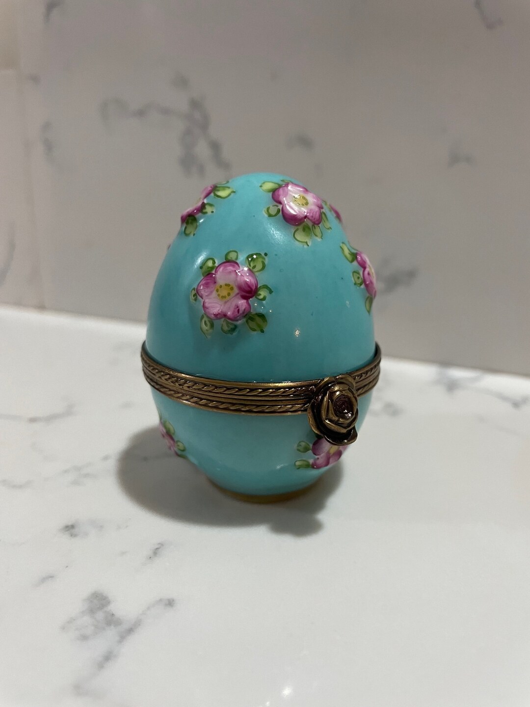 Rare Limited Edition Floral Turquoise Egg With Perfume Limoges Box ...