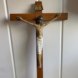 Beautiful Old Wooden Jesus Inri Cross found in France