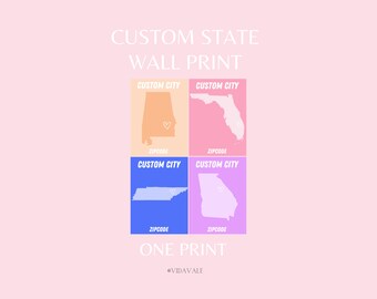 Custom State/College Town Map Print – Dorm Decor