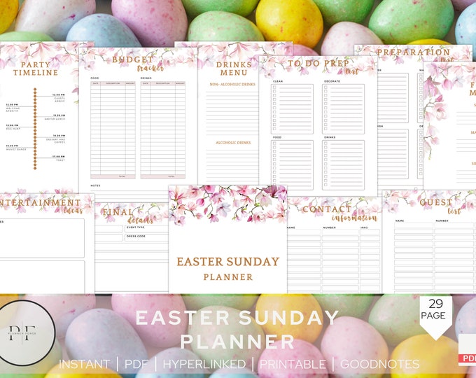 Easter Dinner Menu Planning Printable Template Easter Holiday Party ...