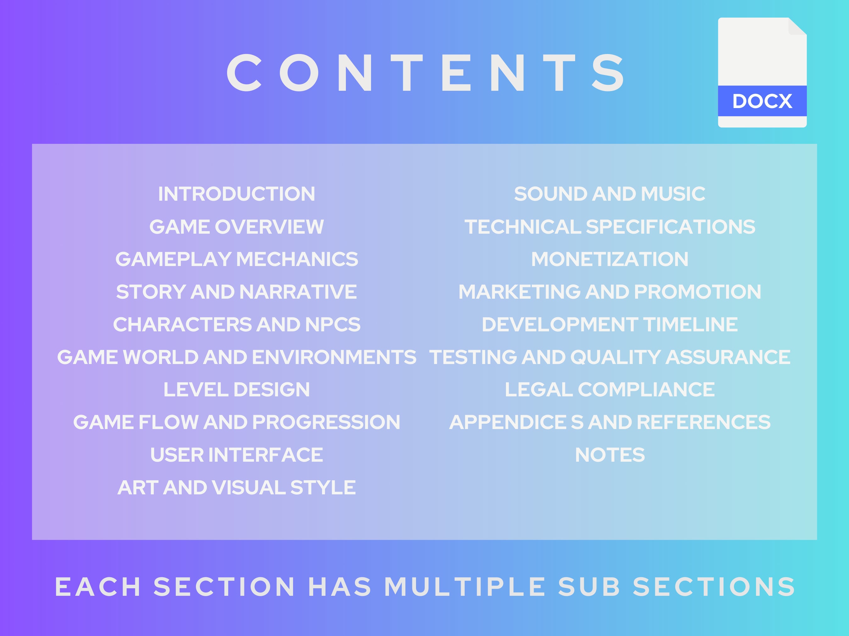 Game Developer Document Game Design Document, Indie Game Planner, GDD Template, Game Planning ...