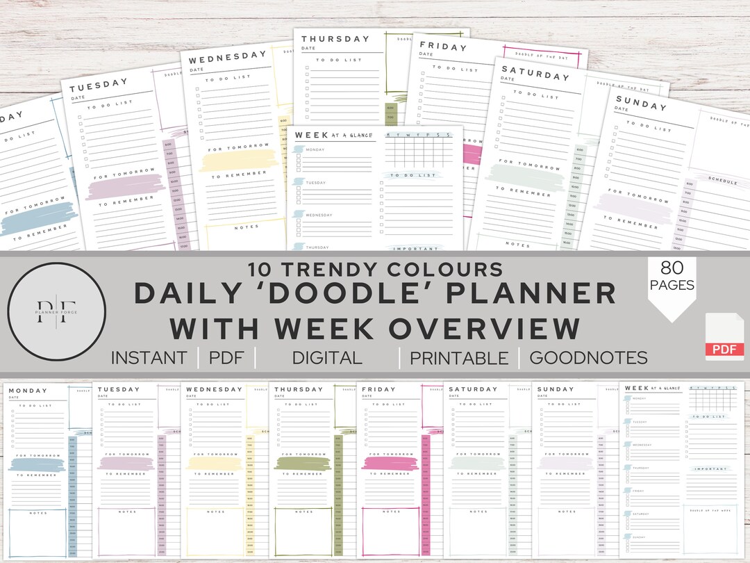 Week Overview Display Send Daily Printable Planner, Week Overview, Digital Planner, Day Schedule ...