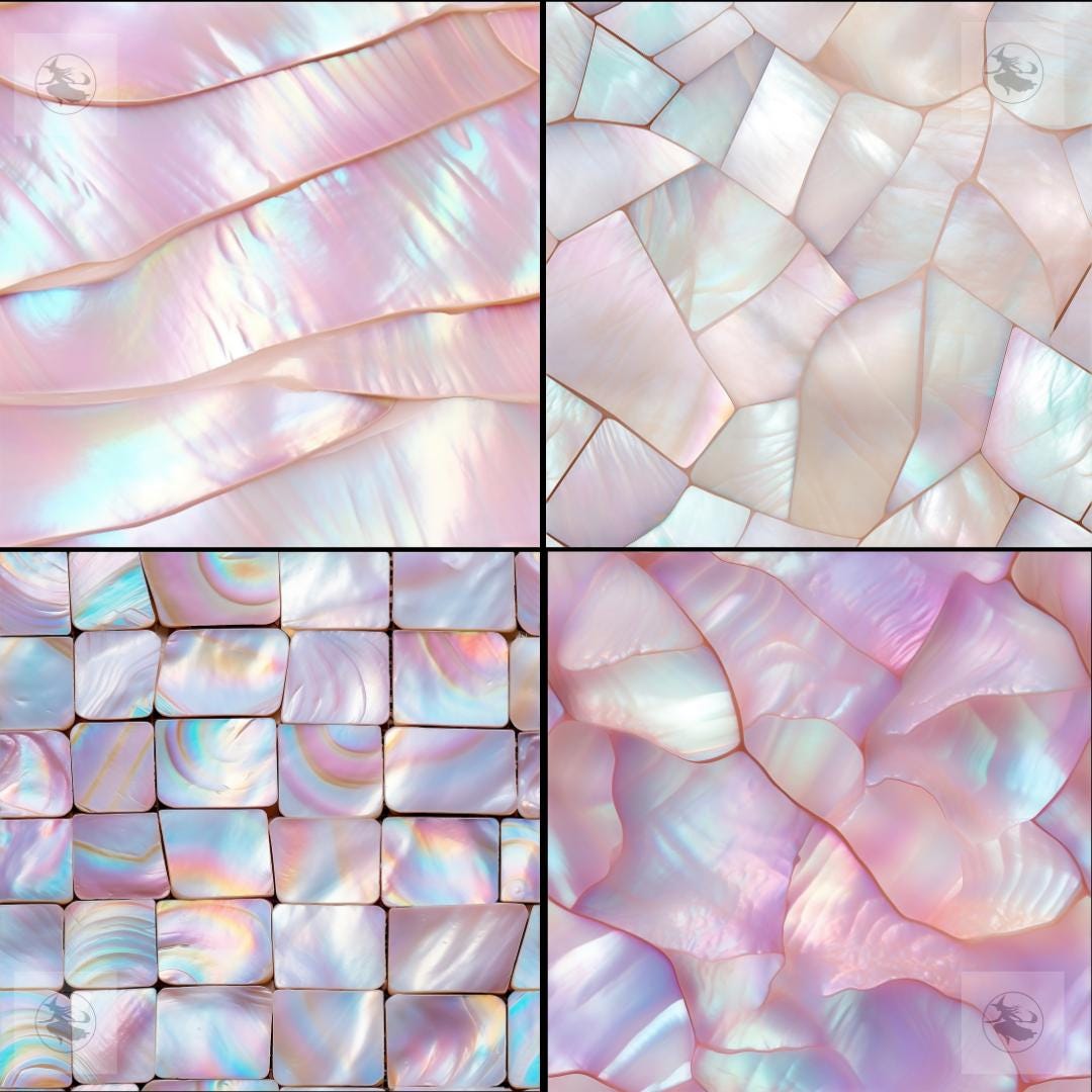 Mother of Pearl Digital Paper, Seamless Pearlescent Shell Pattern ...