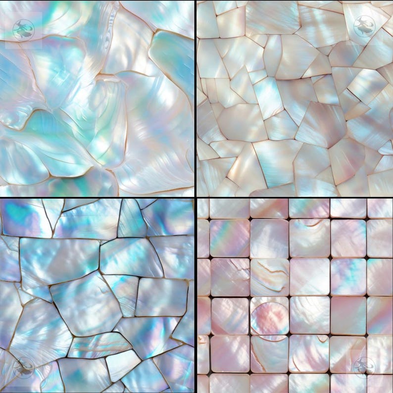 Mother of Pearl Digital Paper, Seamless Pearlescent Shell Pattern ...