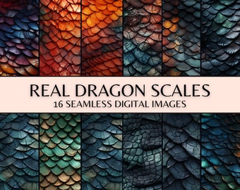 Dragon Scales Digital Paper, Seamless 3D Realistic Dragonscale Scrapbook Paper, Dark Fantasy Dragon Hide Pattern, Magic Fire Dragon Skin