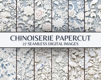 Blue Chinoiserie Toile De Jouy Digital Paper, Seamless French ...