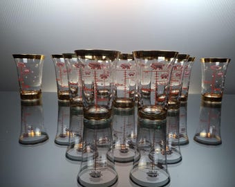 11 rare Belgian shot / liqueur glasses “Doyen”