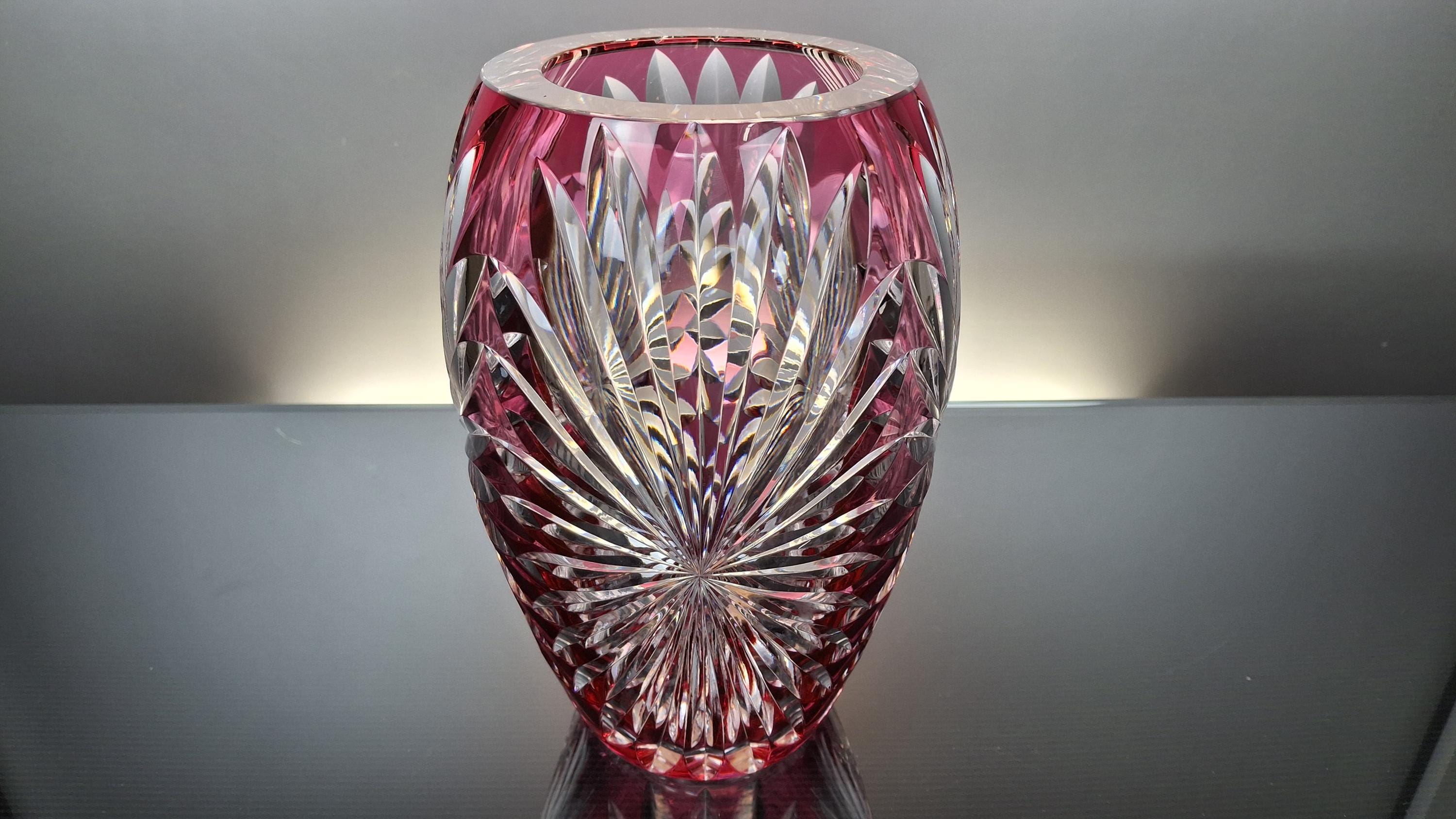 Val Saint Lambert Ruby Red Crystal Vase 