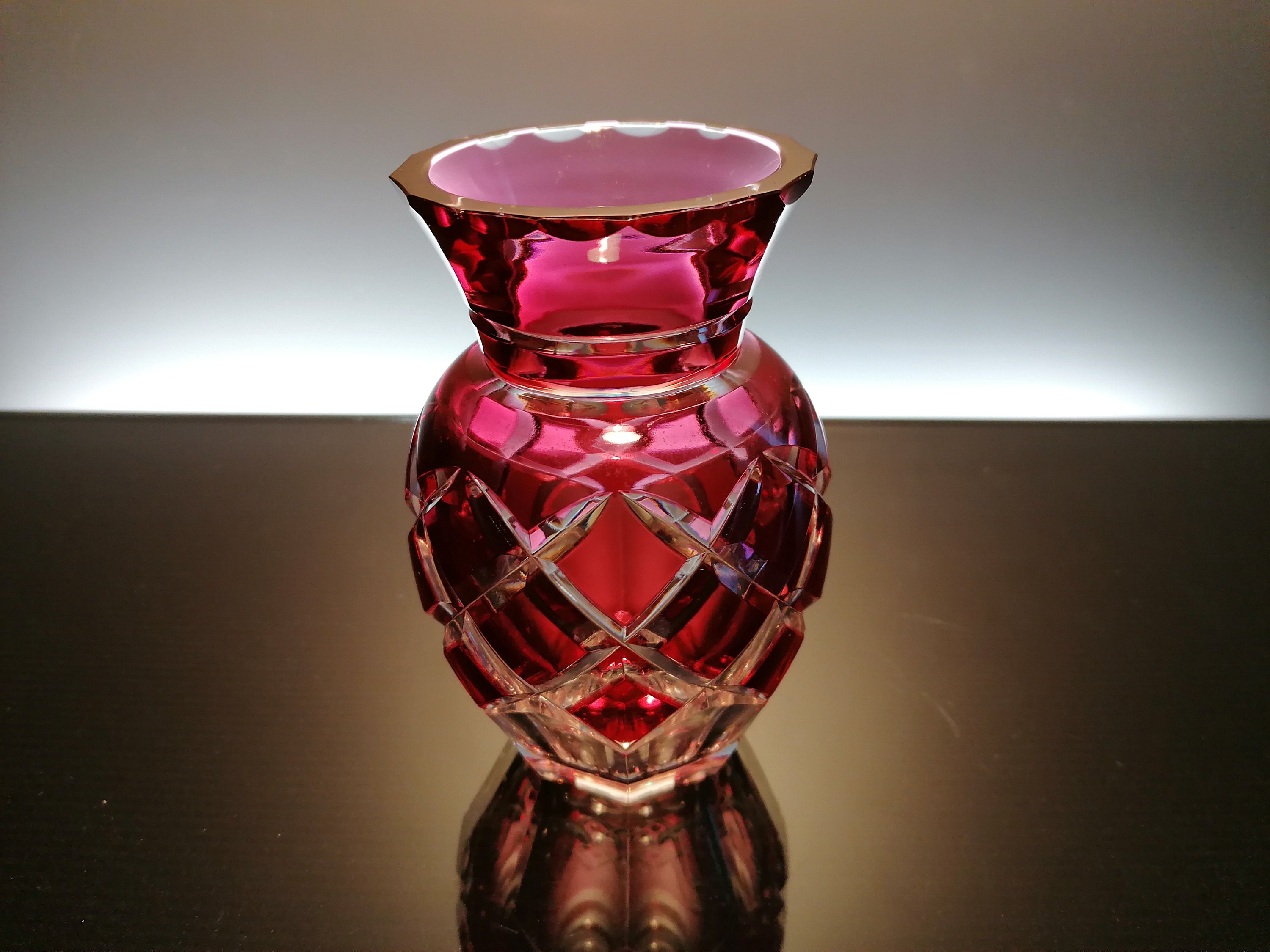 Val Saint Lambert Art Deco Ruby Red Crystal Vase - Etsy