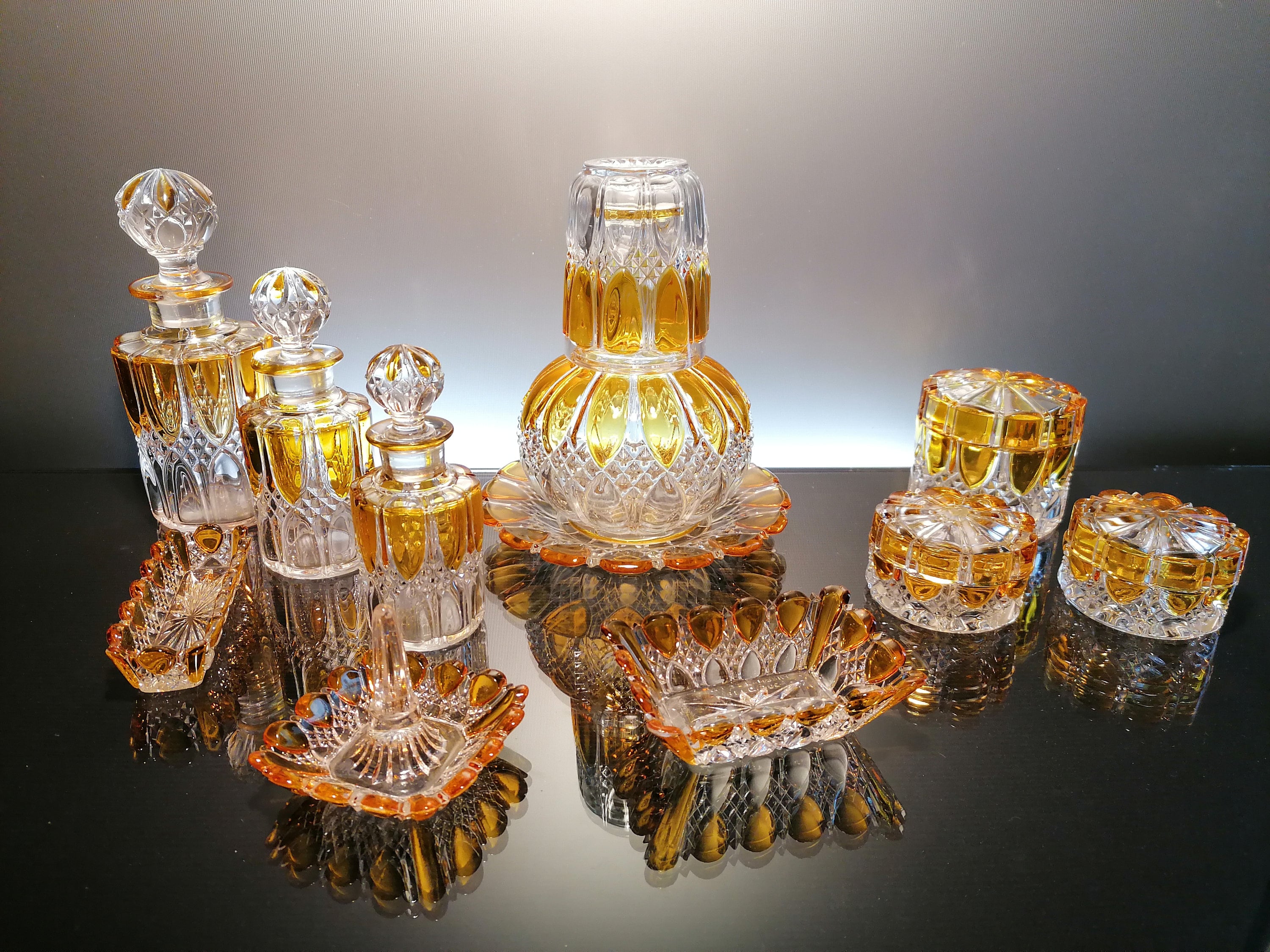 ENSEMBLE DE TOILETTE Flacon Cristal ? Verre Moule Salle De Bain