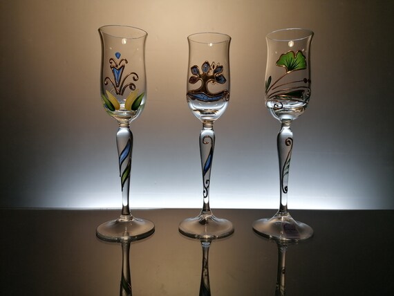 3 German Crystal Liqueur Glasses 