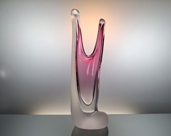 Paul Kedelv large purple-clear crystal vase
