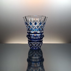 Val Saint Lambert cobald blue crystal vase “Lesbos”