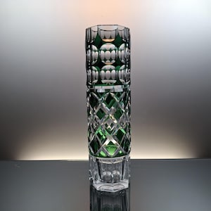 Val Saint Lambert emerald green crystal vase “Bareges”