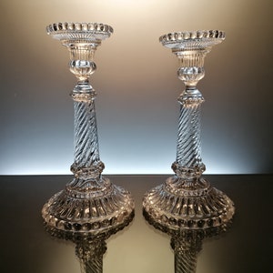 Portieux 19th century crystal candlesticks