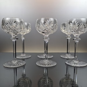 6 crystal Roemer liqueur glasses  Val Saint Lambert « Berncastel»